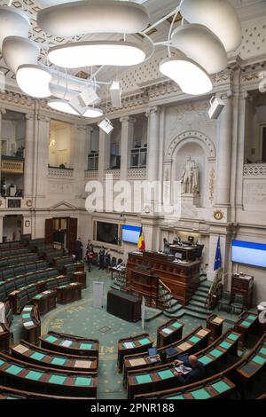 Bruxelles, Belgio. 20th Apr, 2023. L'immagine mostra una sessione plenaria della Camera al Parlamento federale a Bruxelles giovedì 20 aprile 2023. FOTO DI BELGA NICOLAS MAETERLINCK Credit: Belga News Agency/Alamy Live News Foto Stock