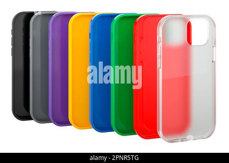 Multicolore cellulare custodie in plastica. 3D rendering isolato su sfondo bianco Foto Stock