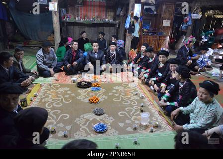 Matrimonio di Giay etnico inMeo Vac. Ha Giang, Vietnam Foto Stock