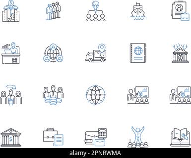 Raccolta di icone delle linee di ottimizzazione del processo. Efficienza, semplificazione, automazione, miglioramento continuo, gestione del ciclo di vita delle applicazioni ALM Illustrazione Vettoriale