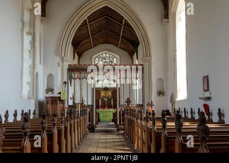 Interno della chiesa di Santa Maria Vergine Parham, Suffolk Foto Stock