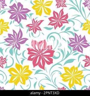 Motivo a ripetizione Arabesque Azalea fiore senza cuciture. Sfondo dell'illustrazione vettoriale Illustrazione Vettoriale