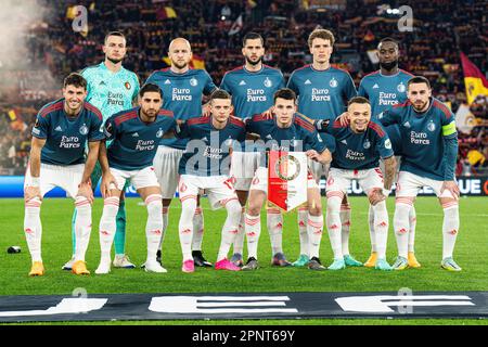 Roma, Italia. 20th Apr, 2023. Roma - giocatori di Feyenoord durante la partita tra ROMA e Feyenoord allo Stadio Olimpico il 20 aprile 2023 a Roma. Credit: Foto box-to-box/Alamy Live News Foto Stock