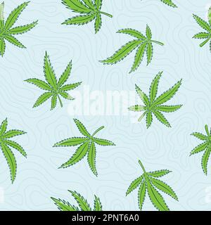 Modello di ripetizione delle foglie di marijuana. Illustrazione vettoriale sfondo senza giunture Illustrazione Vettoriale