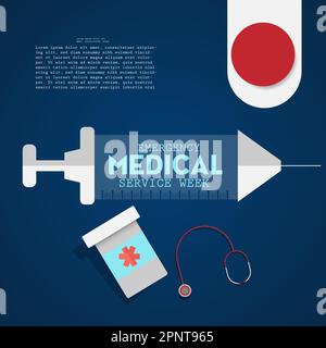 Emergency Medical Services Week Medical Concept. Poster, illustrazione vettoriale del disegno del banner. Illustrazione Vettoriale