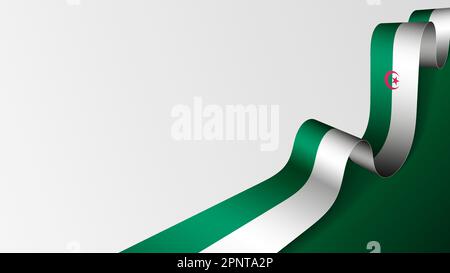 Sfondo bandiera nastro Algeria. Elemento di impatto per l'uso che si desidera fare di esso. Illustrazione Vettoriale
