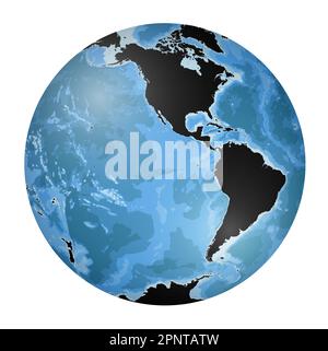 Silhouette della mappa mondiale estremamente dettagliata a forma di globo. Proiezione globulare Nicolosi – 3D. Illustrazione Vettoriale