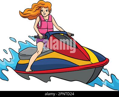 Illustrazione della Clipart colorata di Cartoon per moto d'acqua Illustrazione Vettoriale