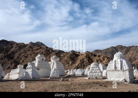 Chortens a Mane, Shey, Ladakh, India Foto Stock