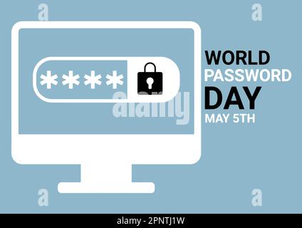 Giornata mondiale delle password. Maggio 5th. Modello per sfondo, banner, biglietto, poster con iscrizione di testo. Illustrazione vettoriale. Illustrazione Vettoriale