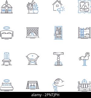 Collezione di icone della linea di trasformazione. Metamorfosi, alterazione, rinnovo, cambiamento, turno, Evoluzione, rivoluzione vettoriale e illustrazione lineare Illustrazione Vettoriale