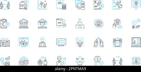 condivide il set di icone lineari. Azioni, equità, mercato, Trading, investimenti, Portfolio, vettore di linea Dividend e segnali concettuali. IPO, Brokers, Exchange Outline Illustrazione Vettoriale