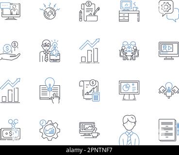 Raccolta di icone della linea di fondi scambiati in borsa. Investimenti, azioni, mercato, portafoglio, diversificazione, Trading, condivide l'illustrazione vettoriale e lineare Illustrazione Vettoriale
