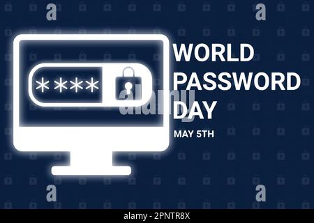 Giornata mondiale delle password. Maggio 5th. Modello per sfondo, banner, biglietto, poster con iscrizione di testo. Illustrazione vettoriale. Illustrazione Vettoriale