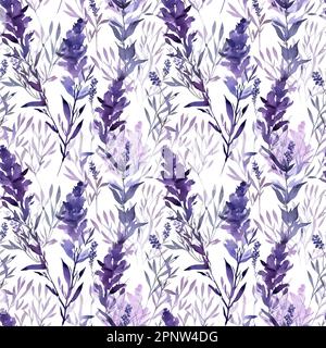 Lavanda - senza cuciture Watercolor Pattern Flowers - perfetto per wrapper, sfondi, inviti di nozze, eventi romantici. Foto Stock