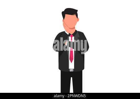 Business flat cartone animato stile disegno uomo d'affari sentire mal di denti. Cattivo dente, ascesso dentale. Uomo che tiene la guancia con la mano, che soffre di dolori ai denti. Male Foto Stock