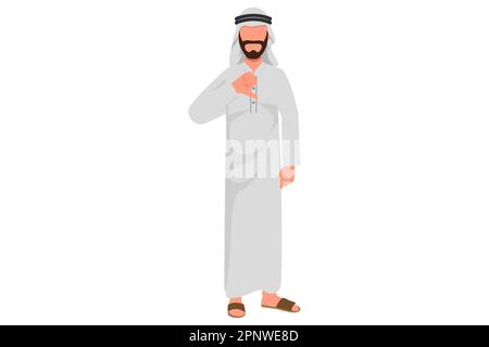 Business design disegno Arabo uomo d'affari che mostra il pollice giù segno, non piace, espressione negativa e disapprovazione. Disaccordo, disgusto e negativo Foto Stock