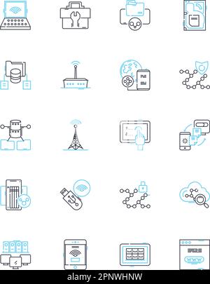 Set di icone lineari per terapia cognitiva. Pensieri, comportamento, emozioni, consapevolezza, cognizione, Reazione, vettore di linea di percezione e segnali concettuali. Credenza Illustrazione Vettoriale