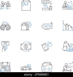 Raccolta di icone della linea di sviluppo del prodotto. Innovazione, prototipazione, idea, progettazione, concetto, Ingegneria, Ricerca vettoriale e illustrazione lineare. Test Illustrazione Vettoriale