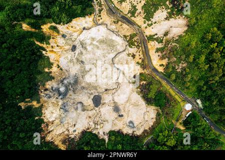 Soufriere, St. Il vulcano Drive-in di Lucia Foto Stock