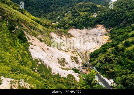 Soufriere, St. Il vulcano Drive-in di Lucia Foto Stock