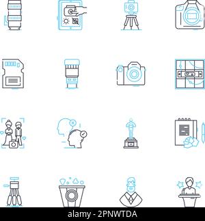 Set di icone lineari per il commercio digitale. E-commerce, online, cloud, globale, Internet, Segnali di concetto e vettoriali per linee di automazione sicure. Blockchain,Marketplace Illustrazione Vettoriale