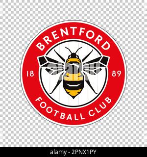 Emblema della squadra di calcio di Brentford Inghilterra su sfondo trasparente. Illustrazione vettoriale Illustrazione Vettoriale
