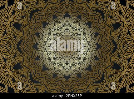 Lussuoso sfondo ornamentale con disegno mandala in colore oro vettoriale. Sfondo islamico vettoriale Illustrazione Vettoriale