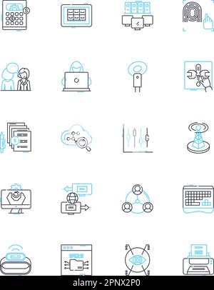 Set di icone lineari per le valute di e-commerce. Bitcoin, criptovaluta, pagamento, transazione, digitale, Portafoglio, vettore di linea Blockchain e segnali concettuali. Token Illustrazione Vettoriale