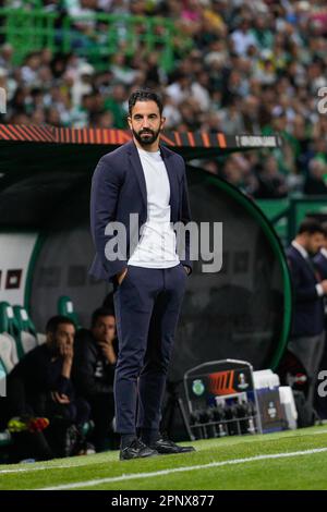 Lisbona, Portogallo. 20th Apr, 2023. Ruben Amorim, allenatore sportivo, visto durante le quarti di finale della UEFA Europa League, partita di calcio a 2nd gambe tra Sporting CP e Juventus FC all'Estadio Jose Alvalade. Punteggio finale: Sporting CP 1:1 Juventus FC Credit: SOPA Images Limited/Alamy Live News Foto Stock