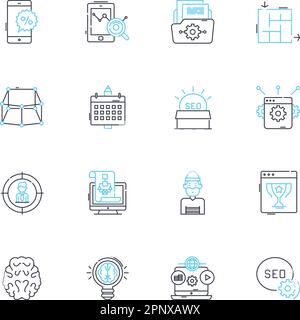 Set di icone lineari per la trasformazione dei processi. Innovazione, efficienza, automazione, ottimizzazione, Lean, Agilità, standardizzazione del vettore di linea e concetto Illustrazione Vettoriale