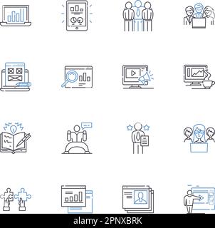 Collezione di icone di linea per efficienza e produttività. Semplificare, ottimizzare, automazione, flusso di lavoro, output, Risultati, accelerate vettoriali e lineari Illustrazione Vettoriale