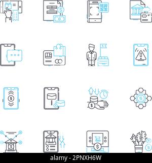 Icone lineari di analisi e pensiero critico. Ragionamento, logica, razionalità, risoluzione dei problemi, Insight, Valutazione, vettore di linea di decostruzione e. Illustrazione Vettoriale