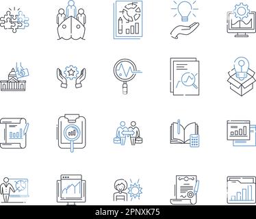 Raccolta di icone delle linee di mappatura e inserimento dati. Cartografo, atlante, navigazione, topografia, terreno, Panoramica, vettore aereo e illustrazione lineare Illustrazione Vettoriale