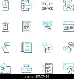 Prenotazione online icone lineari set. Prenotazione, piattaforma, programma, disponibilità, strumento, Interfaccia, vettore di linea di sistema e segnali concettuali. Calendario Illustrazione Vettoriale