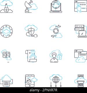 Set di icone lineari per la comunicazione sociale. Dialogo, interazione, connettività, digitalizzazione, socialità, Interpersonale, comunicare vettore di linea e. Illustrazione Vettoriale