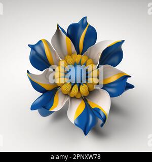 Fiore di petali gialli, bianchi e blu Foto Stock