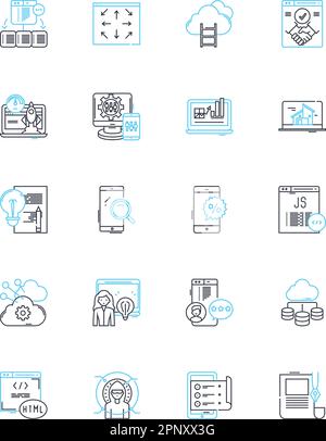 Programma di affiliazione icone lineari set. Commissione, Referral, Partnership, Bonus, Vendite, Marketing, vettore di linea di ricavi e segnali di concetto. Conversione,collegamento Illustrazione Vettoriale