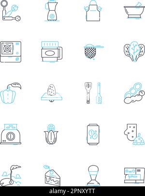 Set di icone lineari per bar espresso. Caffè, barista, espresso, latte, cappuccino, Decaf, vettore a doppia linea e segnali concettuali. Foto,Mocha,contorno macchiato Illustrazione Vettoriale