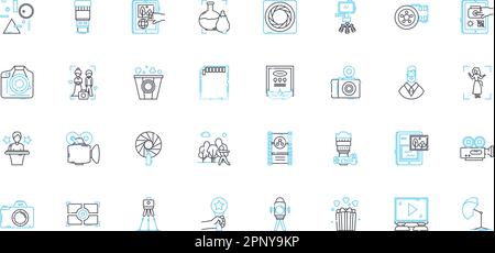 Set di icone lineari per il commercio digitale. E-commerce, online, cloud, globale, Internet, Segnali di concetto e vettoriali per linee di automazione sicure. Blockchain,Marketplace Illustrazione Vettoriale