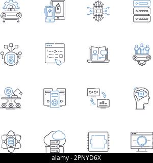 Raccolta icone linea set iconografia. Simbolismo, mitologia, religione, Sacra, Arte, Allegoria, vettore di icone e illustrazione lineare. Culturale, mito Illustrazione Vettoriale