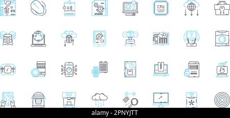 Set di icone lineari phs per dispositivi mobili. Android, batteria, Bluetooth, fotocamera, ricarica, Display, vettore di linea ecosistema e segnali concettuali. FaceTime, gioco, hotspot Illustrazione Vettoriale