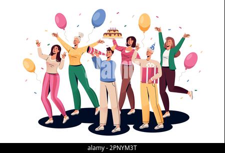 Un gruppo di persone per celebrare Illustrazione Vettoriale