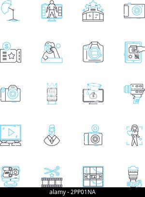 Set di icone lineari per il commercio digitale. E-commerce, online, cloud, globale, Internet, Segnali di concetto e vettoriali per linee di automazione sicure. Blockchain,Marketplace Illustrazione Vettoriale