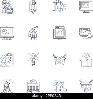 Collezione di icone narrative e di linea di racconto. Storytelling, Fiction, Mito, leggenda, Folktale, Fiable, vettore di avventura e illustrazione lineare. Allegoria Illustrazione Vettoriale