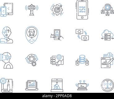 Collezione di icone della linea di efficienza energetica. Sostenibilità, conservazione, efficienza, rinnovabile, solare, Isolamento, vettore LED e illustrazione lineare Illustrazione Vettoriale
