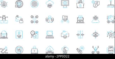 Set di icone lineari per la possibilità di nuvole. Cloud, possibilità, innovazione, flessibilità, scalabilità, Efficienza, collaborazione vettore di linea e segnali concettuali Illustrazione Vettoriale