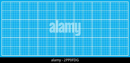 Disegno di uno sfondo vuoto di carta millimetrica blu per ufficio. Griglia quadrata, raster per note grafici documenti aziendali e didattici. Scuola, linee quadrate grap Foto Stock