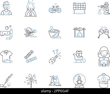 Collezione di icone della linea di inseguimento. Inseguimento, caccia, ricerca, guidato, ambizione, Dedizione, vettore di perseveranza e illustrazione lineare. Tenacità,determinazione Illustrazione Vettoriale