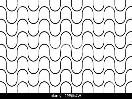 Schema delle onde nere su bianco. Ripetizione senza giunture. Foto Stock